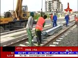 Ethiopia - Erecting power poles for Addis light rail project