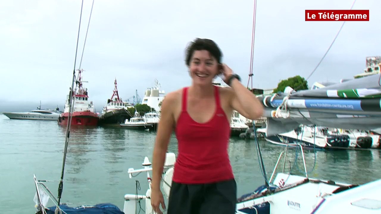 Route du Rhum. L'arrivée de Juliette Petres sur Eau et Patrimoine