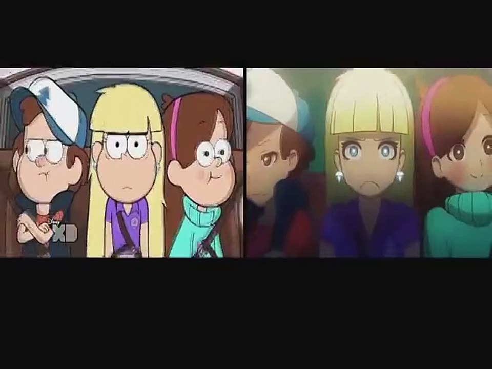comparacion , anime - cartoon (gravity falls)