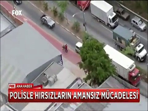 Polis ile Motosikletli hırsızların amansız mücadelesi böyle görüntülendi