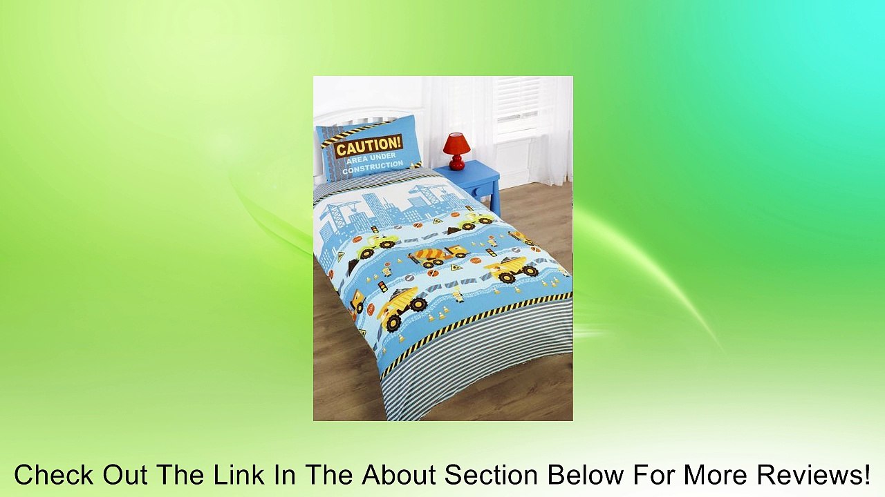 BOYS TWIN DUMPER TRUCK BLUE YELLOW ORANGE COTTON DUVET SET QUILT COVER Review