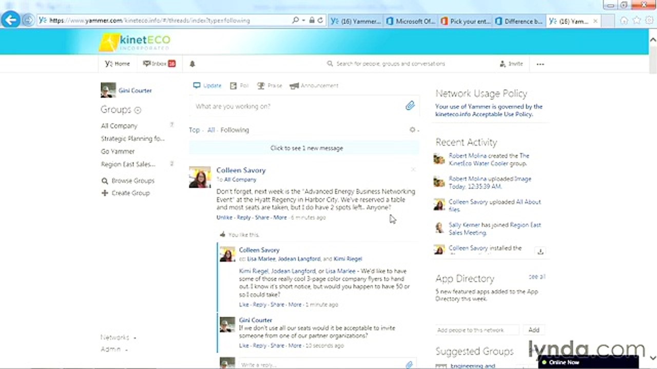 Yammer necessary lecture 11 email