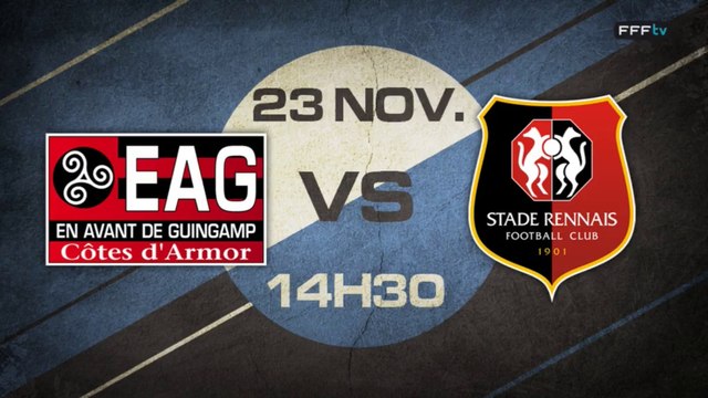 Dimanche 23 Novembre à 14h30 - EA Guingamp - Stade Rennais - U19 Nationaux masculins, Groupe C, J11 (REPLAY)