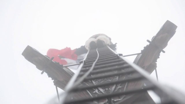 Montée du drapeau sur la flèche de la Cathédrale - 70e anniversaire de la libération de Strasbourg