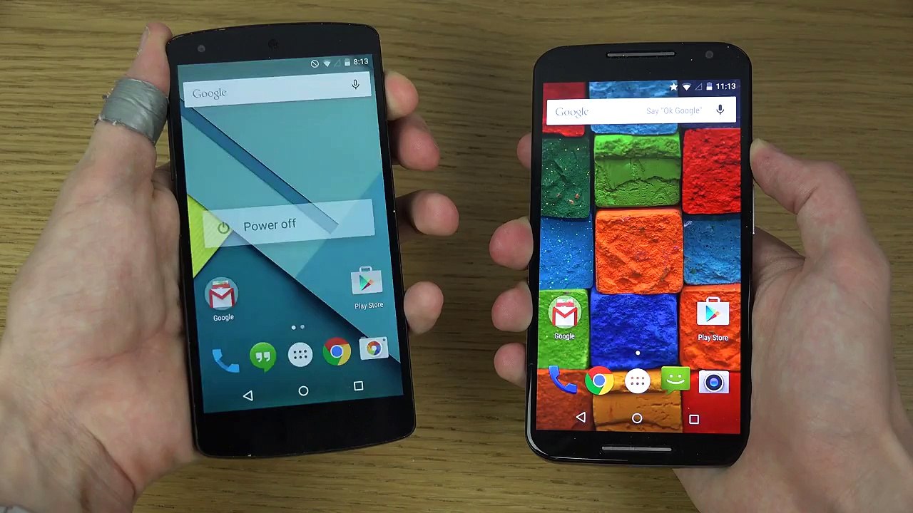 Nexus 5 Android 5.0 Lollipop vs. Motorola Moto X 2014 Android 5.0 Lollipop - Which Is Faster  (4K)