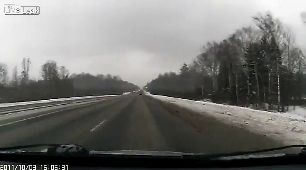 Close Call On Russian Highway - Funny Videos at videotri