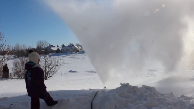 Sprinkler in cold Winter transformed in fog machine! -48C / -57F, Winnipeg, MB, CANADA