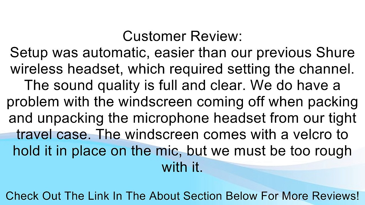 Shure BLX14/PG30 Wireless Headset System with PG30 Headworn Microphone, H8 Review