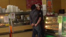 Crazy dangerous guy arrested in a food store... and kissing the cop.. WTF?! Eric Andre Show