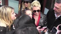 Miley Cyrus sexy outfit with fans in NYC