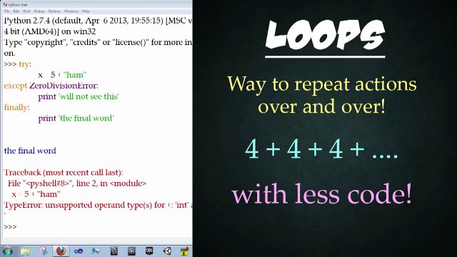 Let's Learn Python - Basics #4 of 8 - Loops
