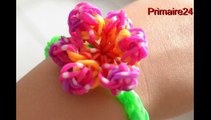 Bracelet élastique rainbow loom avec une fleur sans machine très facile à faire DIY