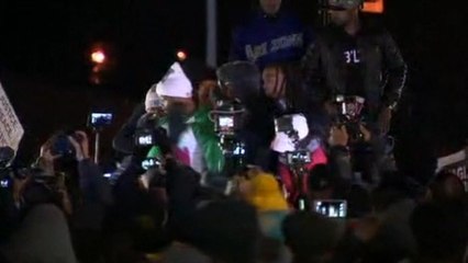 Protesters agitated outside Ferguson police station