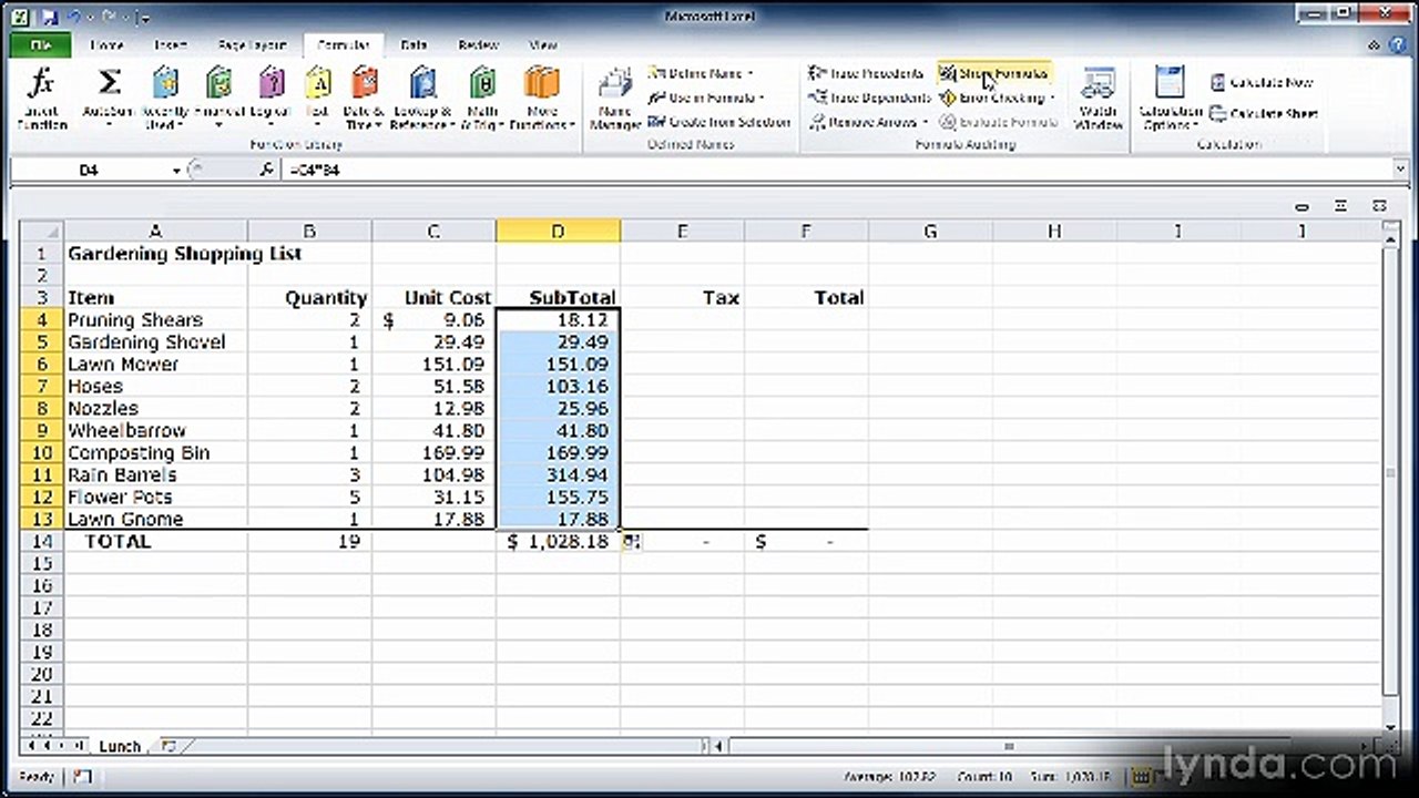 Excel essential 2010 lecture 21 writing Formulas