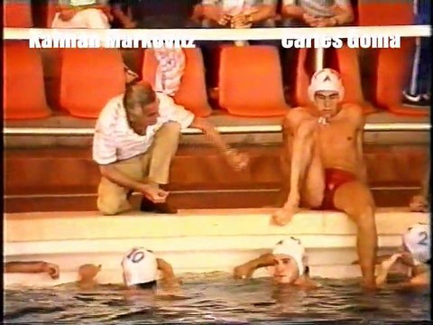 Barcelona 6 Montjuic 6 Spanish League 1986 Play off report (save foot attemp) water polo