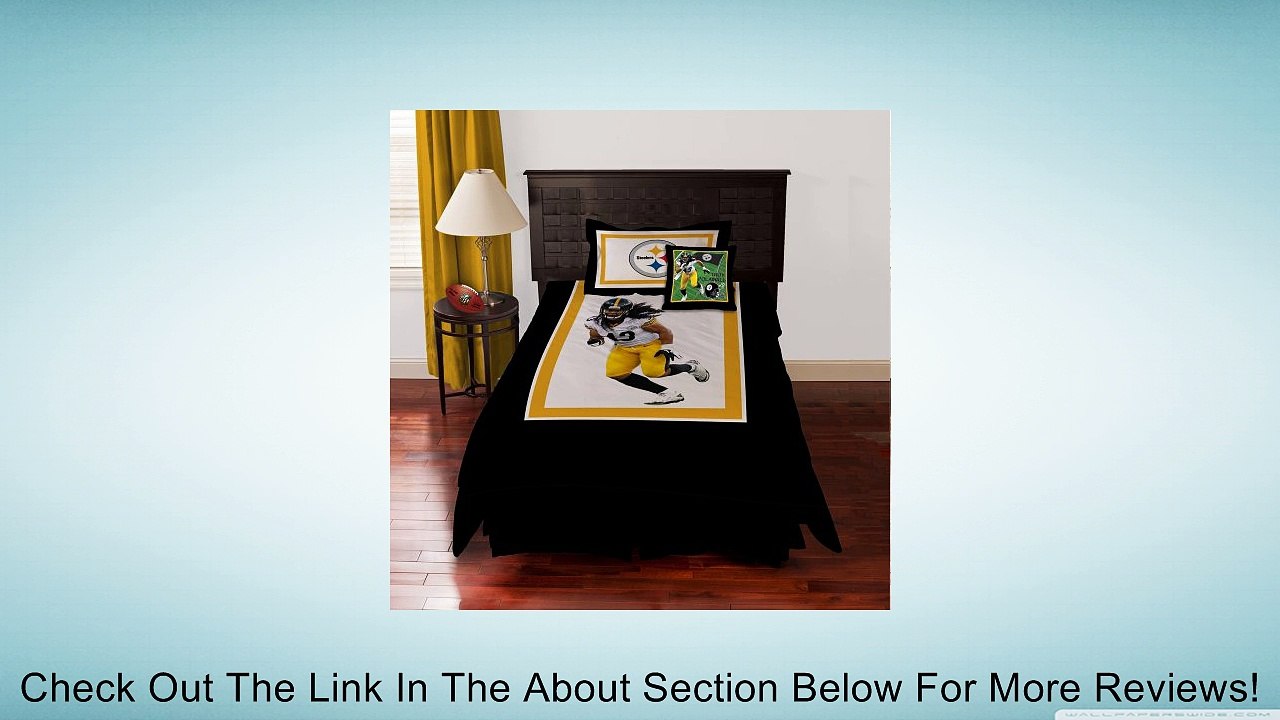NFL Biggshots Bedding - Pittsburgh Steelers Troy Polamalu Comforter Set and Toss Pillow, Twin Review