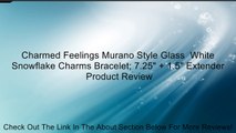 Charmed Feelings Murano Style Glass  White Snowflake Charms Bracelet; 7.25