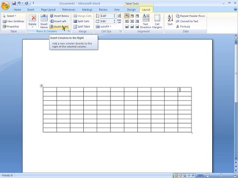 microsoft office word insert left right above delete rows column cell in urdu part 044