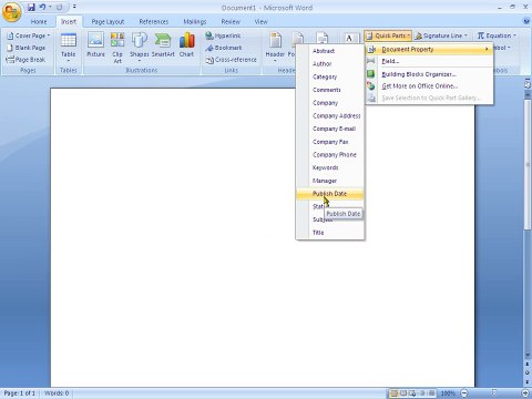 microsoft office word insert quick in urdu parts documnet property in urdu part 048
