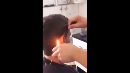 Funny videos try not to laugh Cutting hair by lighter 2014