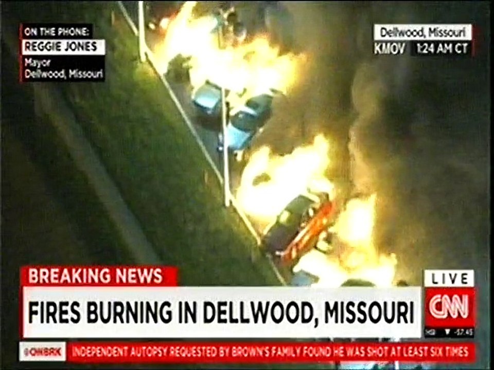 Fire buring after protest