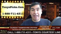 Free College Football Thanksgiving Picks Thursday Predictions Odds Previews 11-27-2014