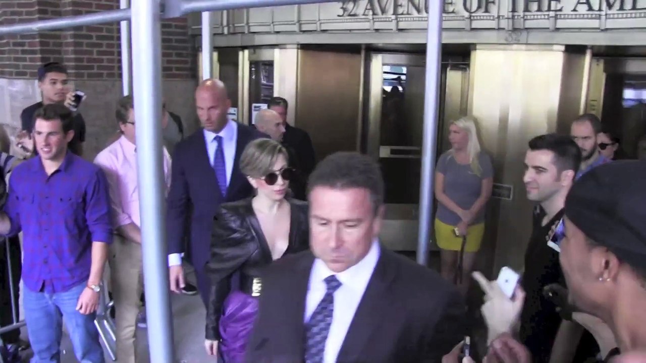 Lady Gaga with fans outside Z100 Radio in NYC