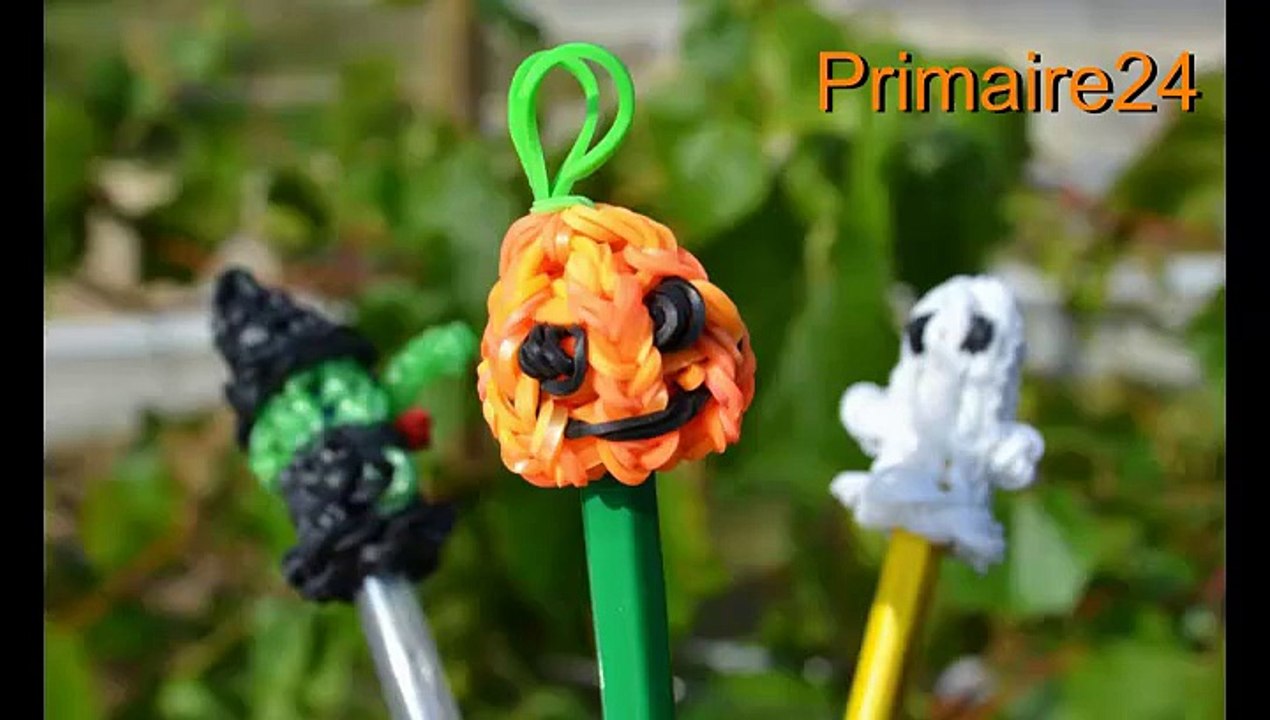 Citrouille en élastiques Rainbow Loom figurine marionnette Halloween DIY
