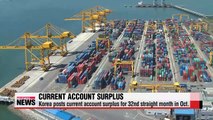 Korea posts current account surplus for 32nd straight month in Oct.