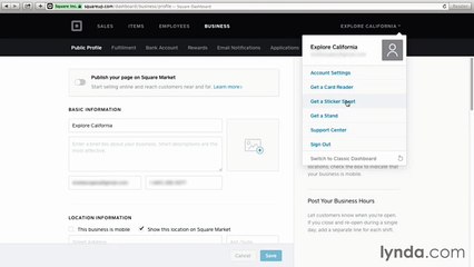 Up and Running with Square Register tutorial 3 Account Settings