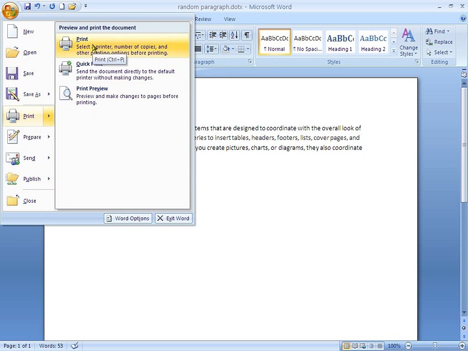 microsoft office word print preview quick print in urdu part 074