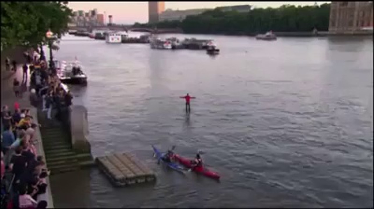 Man walk on Water Watch Closely