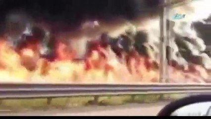 Koca yol alev alev yandı