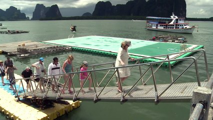Floating football pitch keeps Thai tourist blues at bay