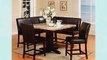 Roundhill Furniture 6Piece Counter Height Artificial Marble Top Square Pedestal Dining Set Espresso