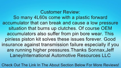 Sonnax 4L60-E 4L65-E 4L70-E Pinless Forward Accumulator Piston Kit Review