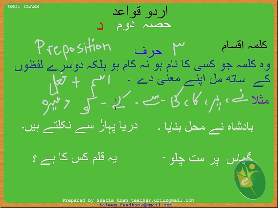 Urdu Grammar Part 2 (d) harf