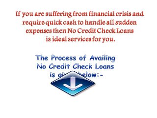 No Credit Check Loans- Instant Cash Support in Your Unexpected Crisis Conditions