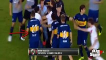 Jugadores del Boca Juniors agreden a hinchas de River despues del partido vs Boca 2014.