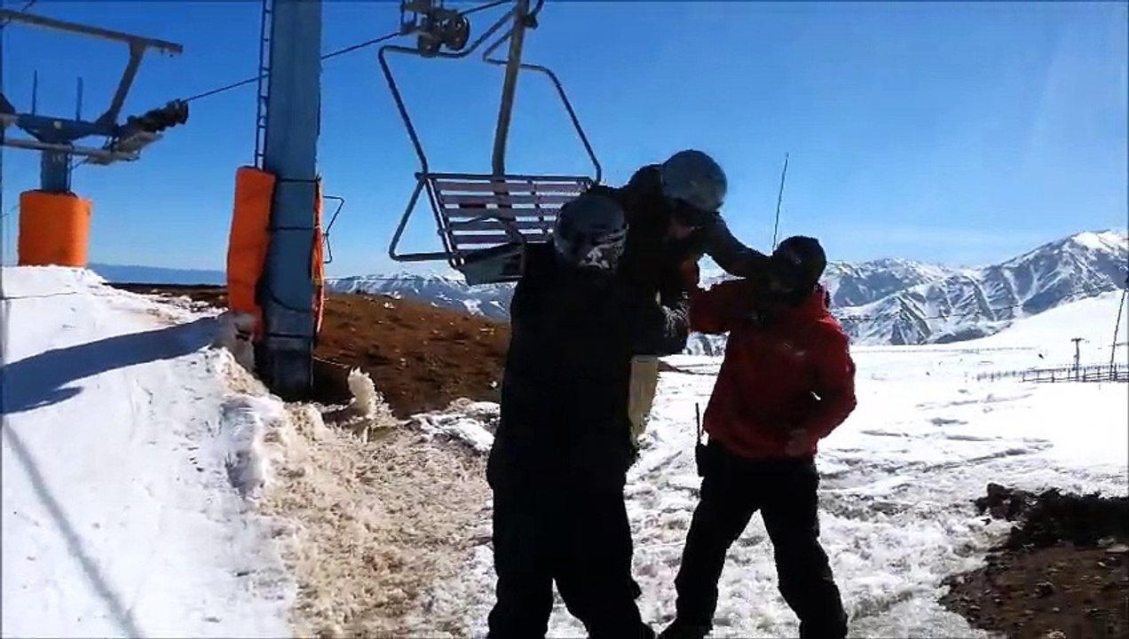 Fernando e Aline Bischain snowboarding com Otávio Silva