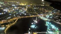 London City Airport. Night Time Approach and Landing. British Airways Embraer