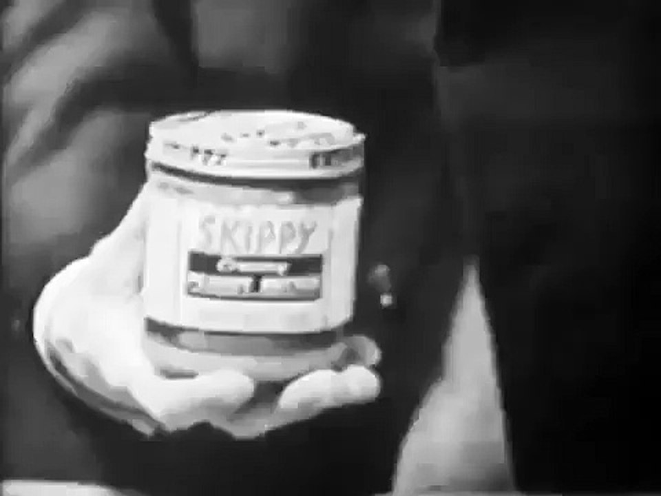 VINTAGE EARLY 50's SKIPPY PEANUT BUTTER COMMERCIAL ~ PROMOTING CHEMICALS DESIGNED TO KEEP IT FRESH
