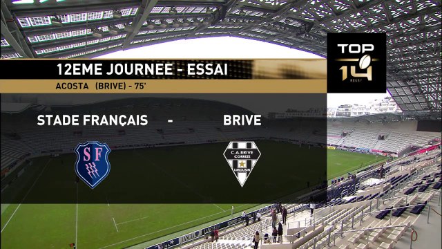 TOP14 - Stade Français-Brive: Essai Karlen Asieshvili (BRI) - J12 - Saison 2014/2015