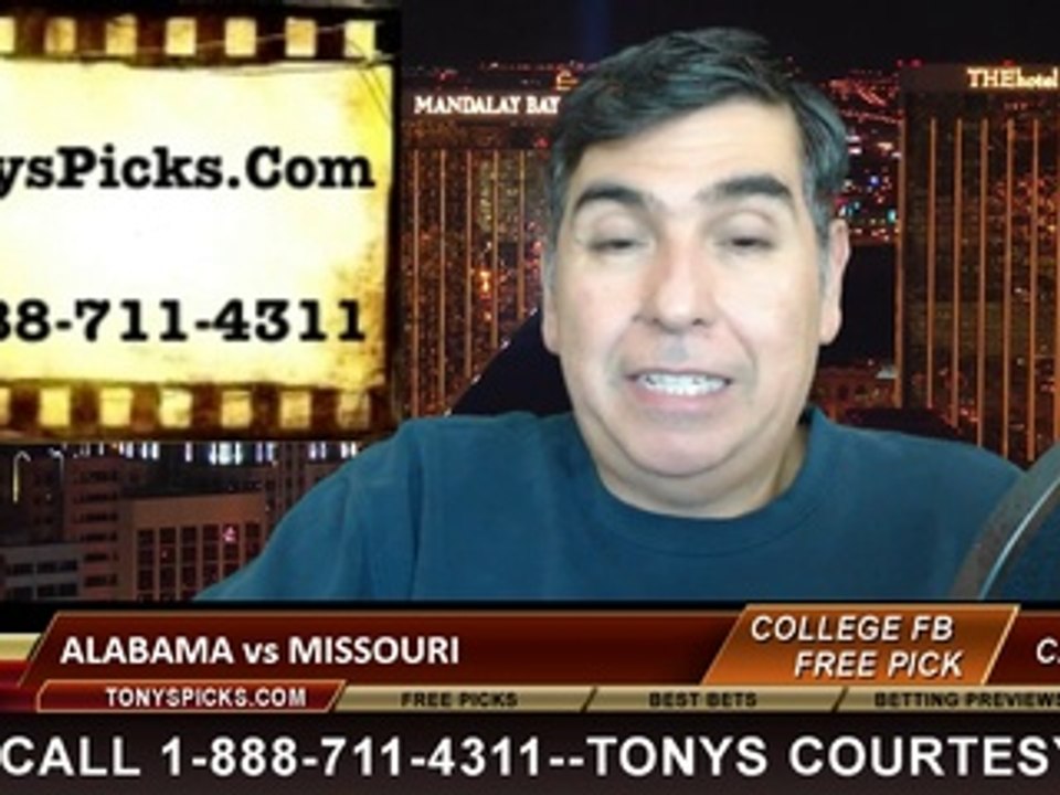 Missouri Tigers vs. Alabama Crimson Tide Free Pick Prediction NCAA College Football SEC Championship Game Odds Preview 12-6-2014