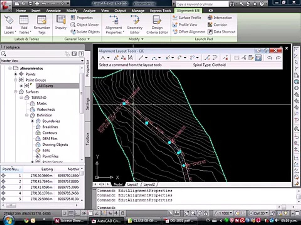[04_18] AutoCAD Civil 3D 2010 - Alinemiento Horizontal | Clase 3