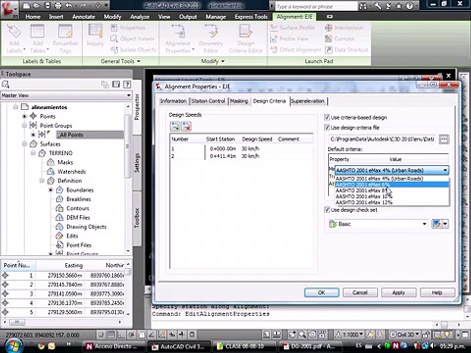 [05_18] AutoCAD Civil 3D 2010 - Alinemiento Horizontal | Clase 3