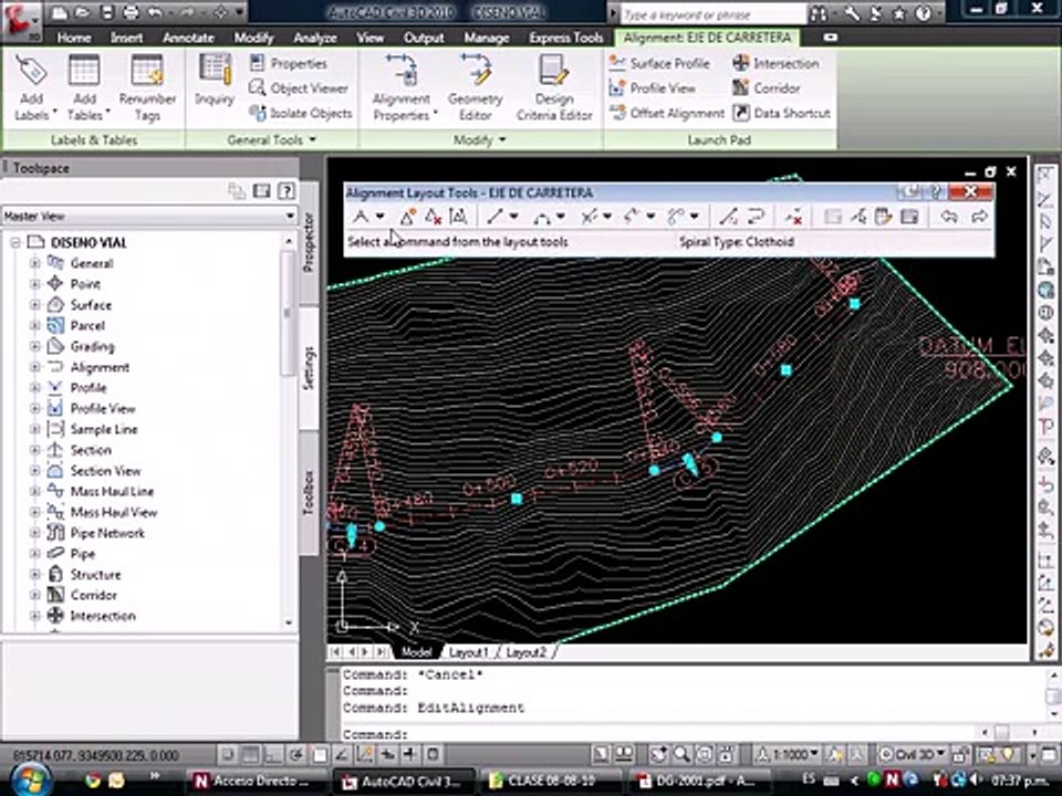 [13_18] AutoCAD Civil 3D 2010 - Alinemiento Horizontal | Clase 3