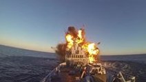 Norwegian navy using old warship as target practice