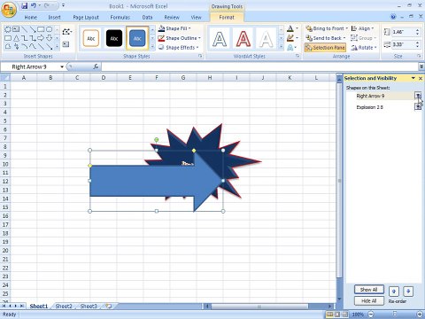 Microsoft Office Excel 2007 Tutorial in Urdu insert shape set format arrange resize styles wordart Class 26