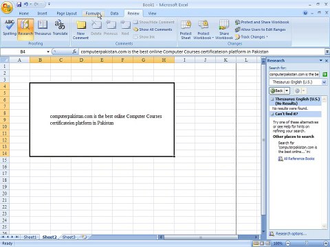 Microsoft Office Excel 2007 Tutorial in Urdu review before formula and data tabs Class 39